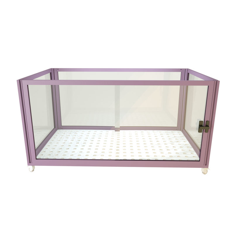 Portable Metal Pet Cage With Mesh Panels And Latch Lock Removable Tray Easy Assembly